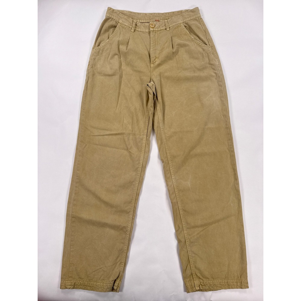 Free People Womens Pants 6 TKhaki Pleated Chino Tan Tapered Cotton Trousers